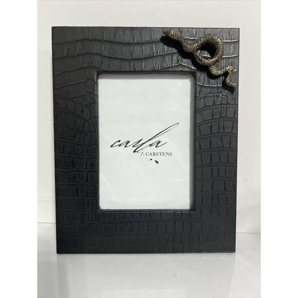 Faux Croc Leather Picture Frame Black Silver Snake 4.5 X 6.5”  by Carla  Carsten - Picture 7 of 8